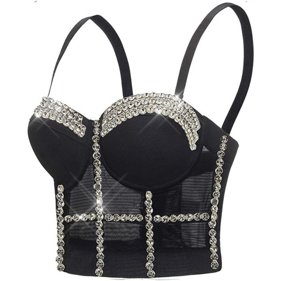 NEW Sparkling Bling Swarovski Crystal Rhinestone Bustier Bra Top + FREE … - Picture 7 of 14